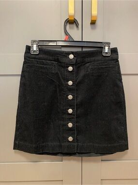 Wilfred Black Corduroy Button-Front Mini Skirt